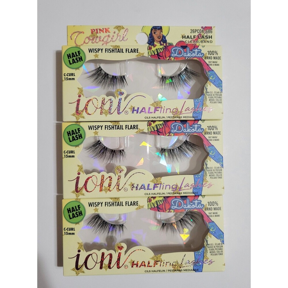 Ioni Pink Cowgirl Dakota Wispy Fishtail Flare Halfling Lashes Bundle 3 pack